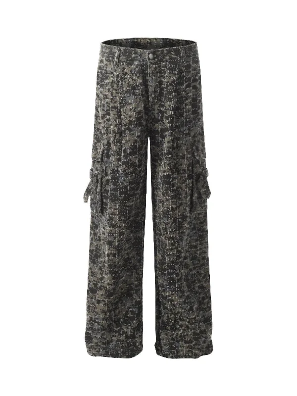 Exclusive Online Offer Thesupermade Ripped Camouflage Multi-Pocket Cargo Pants