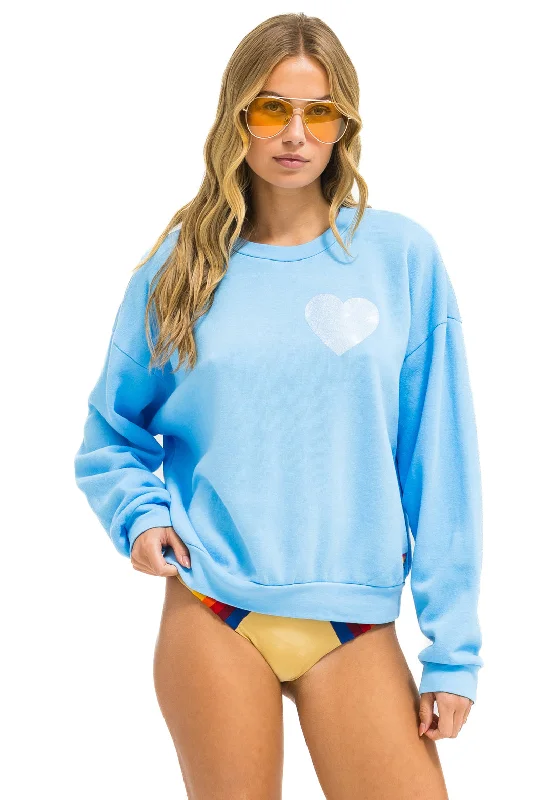 Weekend Discounts Worth Grabbing GLITTER HEART RELAXED CREW SWEATSHIRT - SKY // BLUE Weekend Discounts Worth Grabbing GLITTER HEART RELAXED CREW SWEATSHIRT - SKY // BLUE