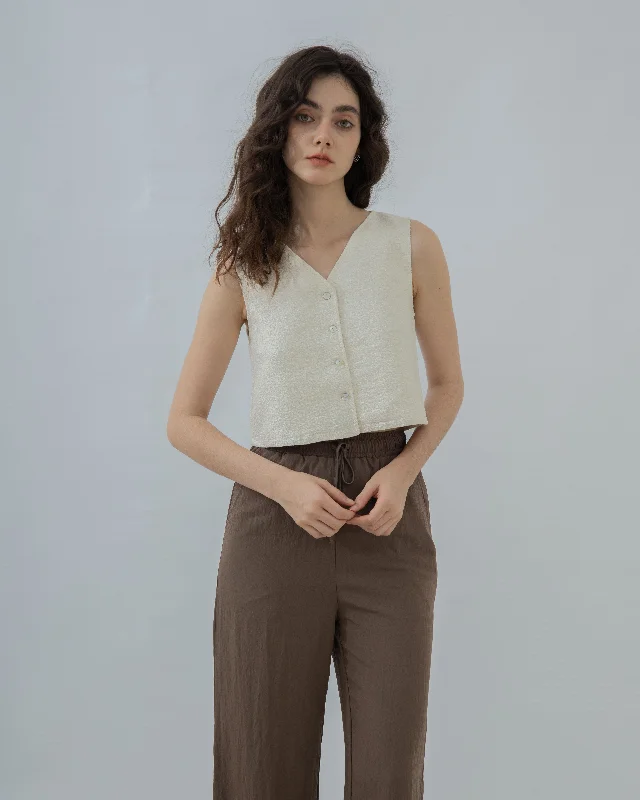 Today Only Laura Sleeveless V-Neck Top (Off White)