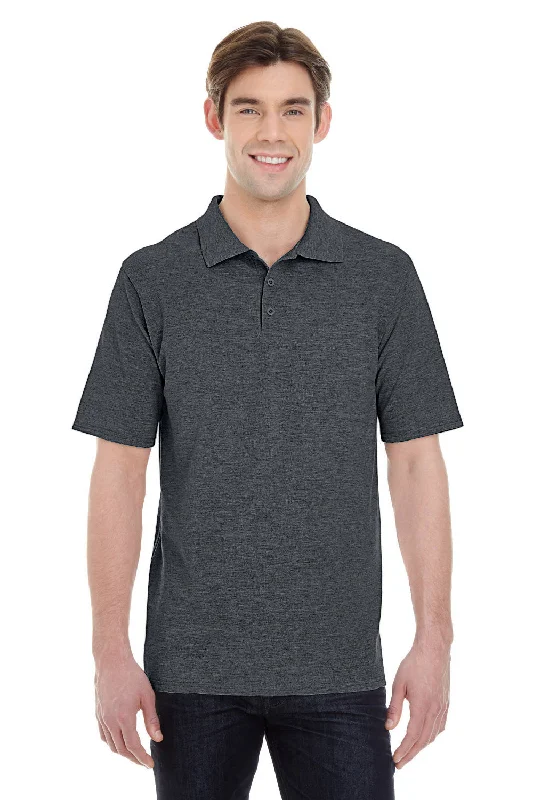 Act Fast Hanes Mens X-Temp Fresh IQ Moisture Wicking Short Sleeve Polo Shirt - Heather Charcoal Grey - Closeout Act Fast Hanes Mens X-Temp Fresh IQ Moisture Wicking Short Sleeve Polo Shirt - Heather Charcoal Grey - Closeout