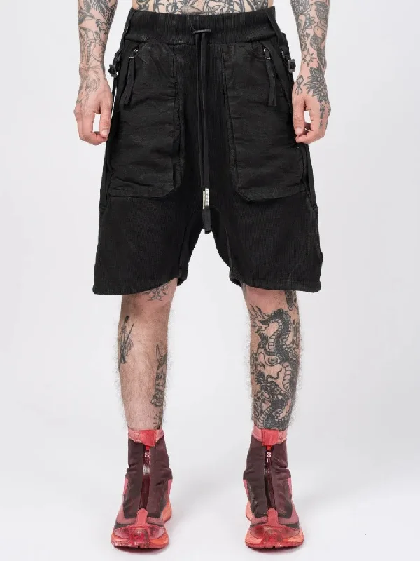 Discount Mania Boris Bidjan Saberi P8.1 Black Drop-Crotch Shorts