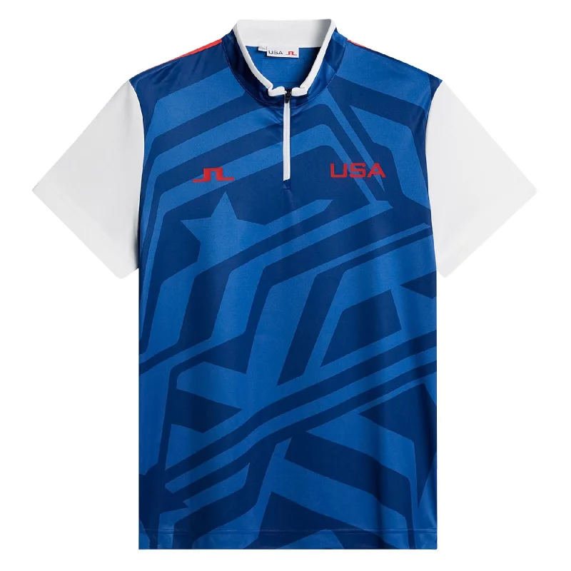 Deep Discounts Fabien Regular Fit Mock Neck Polo US Golf Blue - SU24