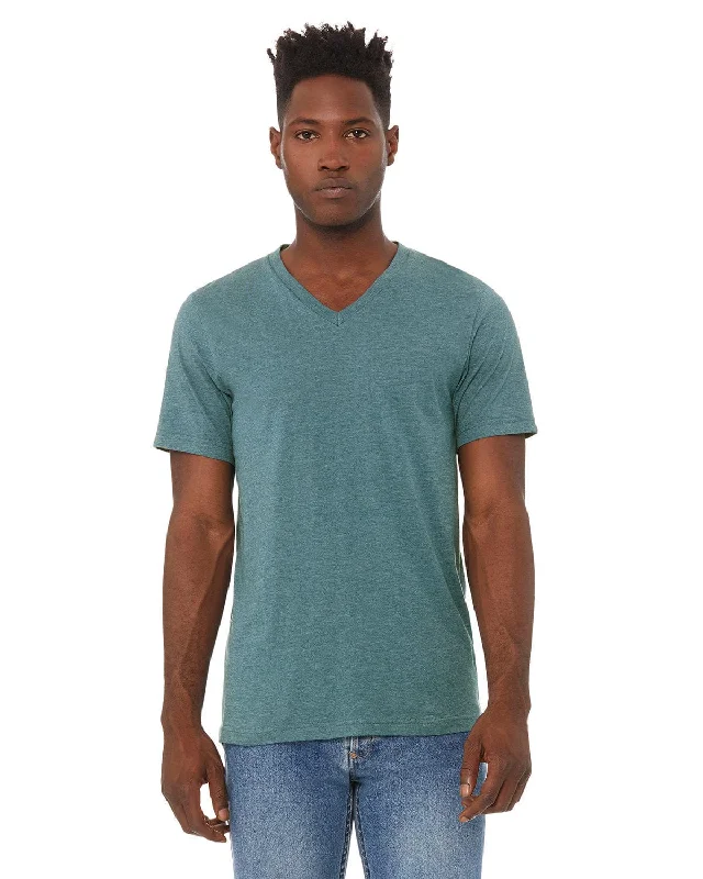 Season Finale Sale Bella+Canvas Unisex CVC Jersey V-Neck T-Shirt | Hthr Deep Teal