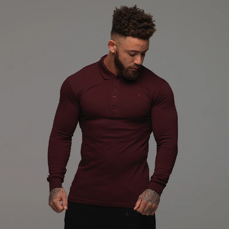 Unmissable Offer Father Sons Classic Burgundy Long Sleeve Polo Shirt FSH034