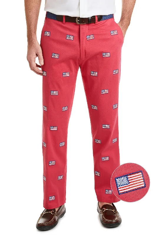 Sale Event Harbor Pant Stretch Twill Hurricane Red with American Flag