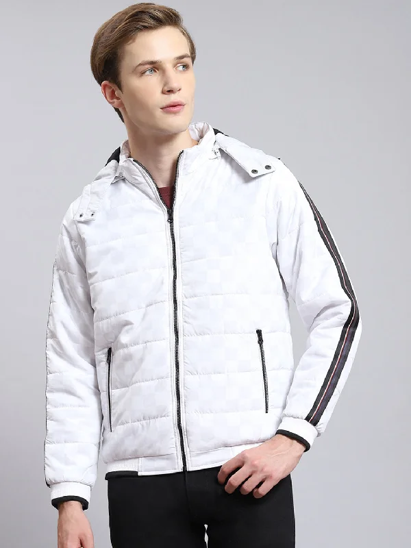 Instant Savings Men White Solid Hooded Full Sleeve Jacket