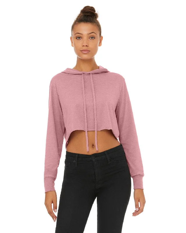 Instant Discount Bella+Canvas Ladie's Cropped Long Sleeve Hoodie T-Shirt | Orchid Triblend