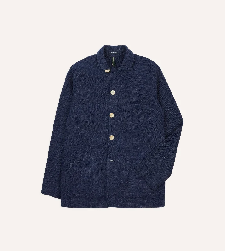 Weekend Bargains Just for You Navy Linen Five-Pocket Chore Jacket