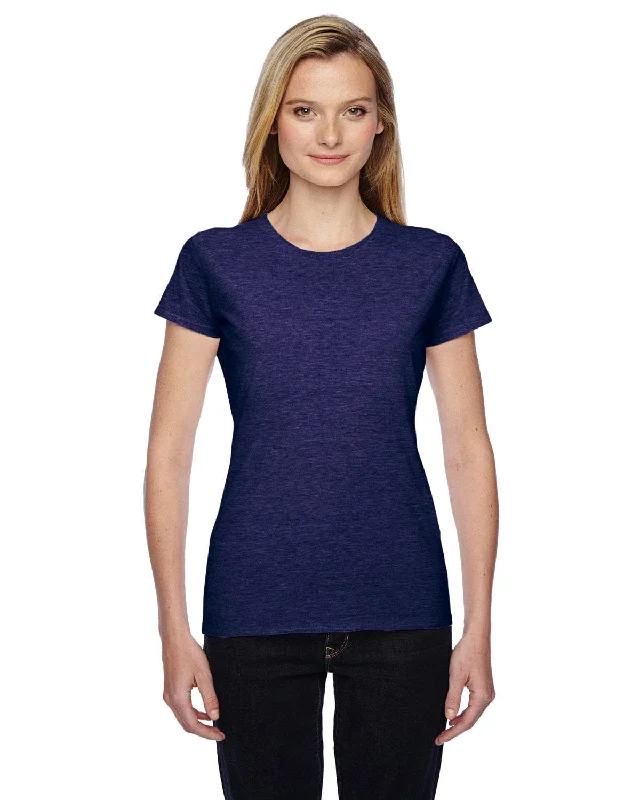 Mega Sale Fruit of the Loom Ladies 100% Sofspun Cotton Junior Crew T-Shirt | Heather Grape