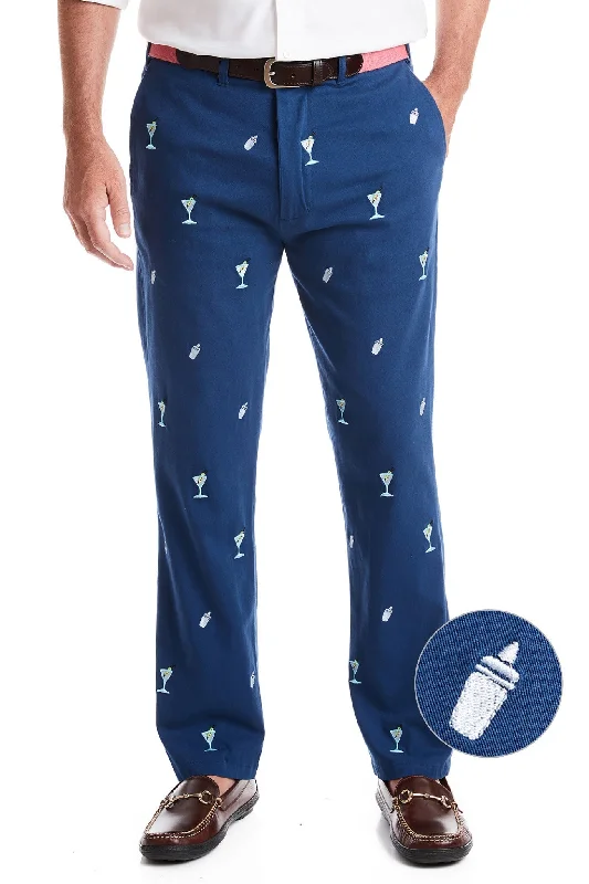 Clearance Items Harbor Pant Stretch Twill Nantucket Navy with Martini & Shaker