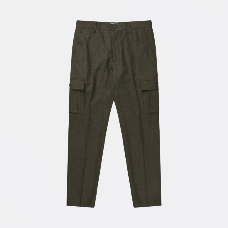 Weekend Deals That Amaze Como Reg Wool Cargo Suit Pants (Forest Green Melange)