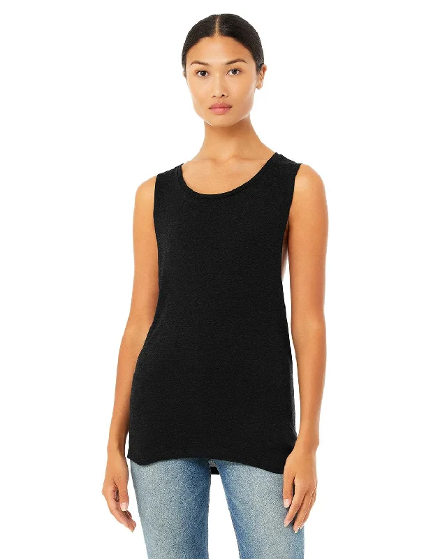 Weekend Bargains Await You Bella+Canvas Ladies Flowy Scoop Muscle Tank | Black Heather
