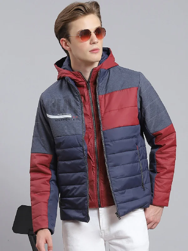 Seasonal Clearance Men Navy Blue Solid Hooded Full Sleeve Jacket