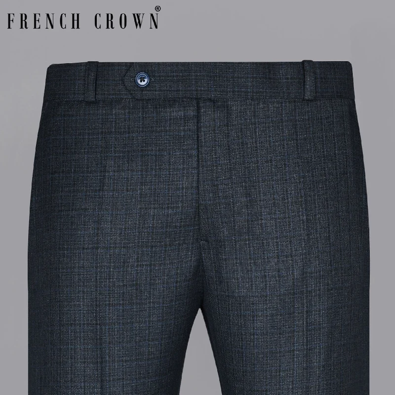 Can't Be Beat Navy Subtle Plaid wool blend Pant