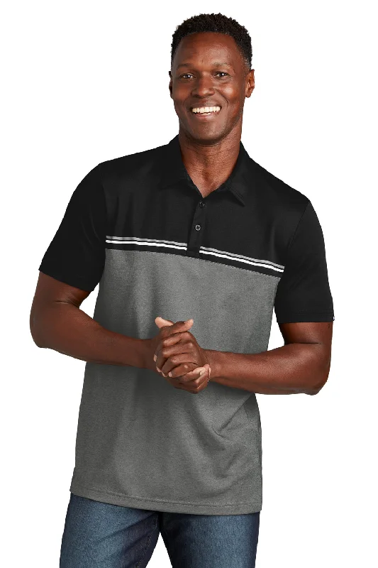 Weekend Deals That Dazzle TravisMathew Mens Sunset Blocked Wrinkle Resistant Short Sleeve Polo Shirt - Black/Heather Dark Grey Weekend Deals That Dazzle TravisMathew Mens Sunset Blocked Wrinkle Resistant Short Sleeve Polo Shirt - Black/Heather Dark Grey