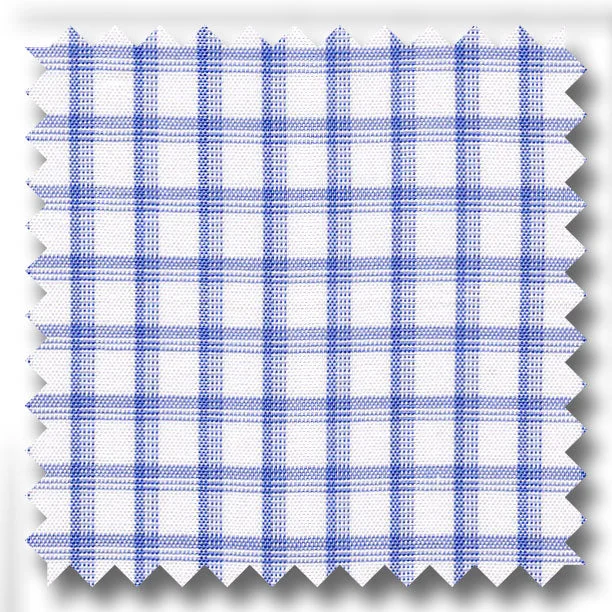 Weekend Savings Sensation Medium Blue Check 2Ply Broadcloth - Custom Dress Shirt