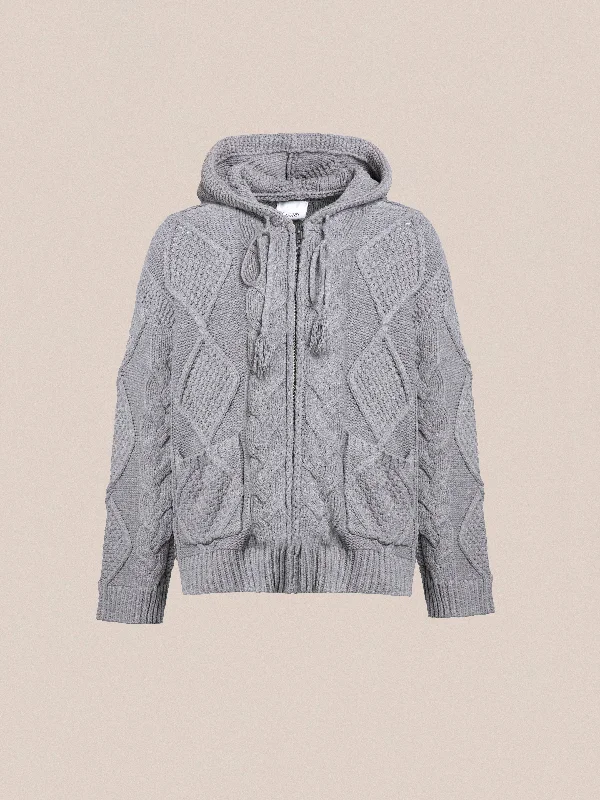 Extra Discount Zip Up Cable Knit Hoodie