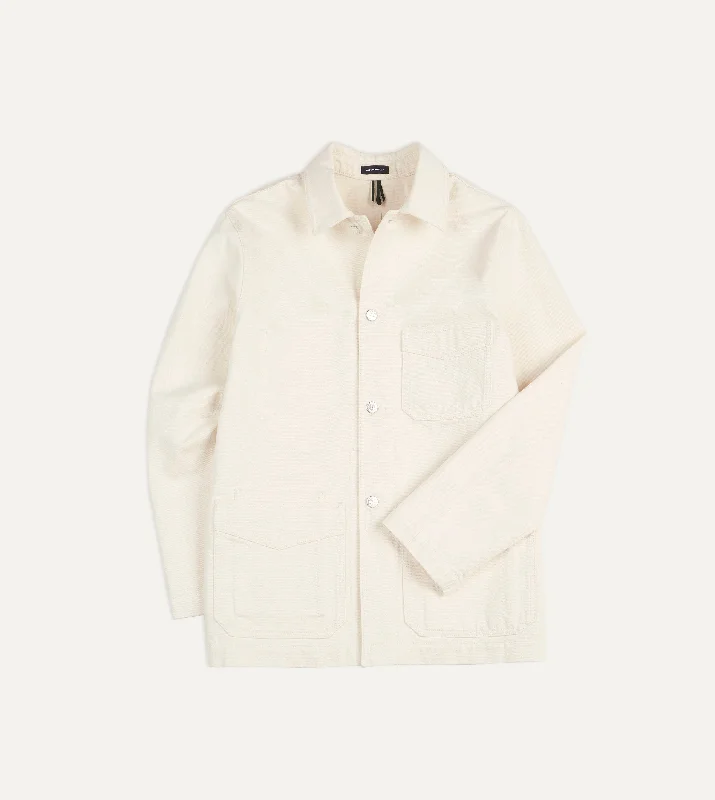 Weekend Deals That Sparkle Ecru Selvedge Denim Five-Pocket Chore Jacket