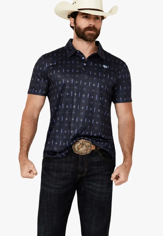 Steals and Deals Rock & Roll Mens Geo Printed Polo