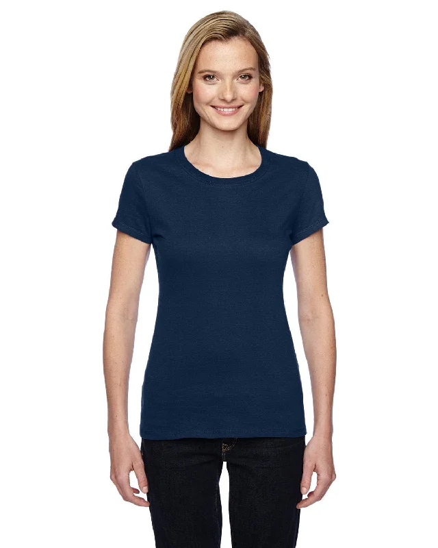 One-DAY Sale Fruit of the Loom Ladies 100% Sofspun Cotton Junior Crew T-Shirt | J Navy