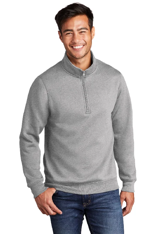 Value Deals Port & Company Mens Core Fleece 1/4 Zip Sweatshirt - Heather Grey
