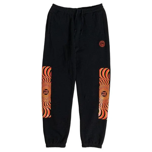 Limited Supply Spitfire Classic Swirl Embroidery Overlay Sweatpants Black - Orange - Yellow