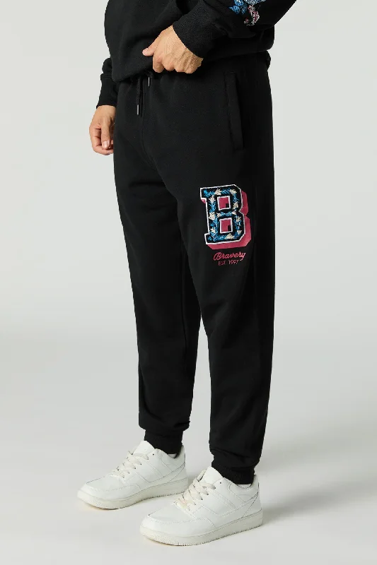 Daily Special Floral B Embroidered Fleece Jogger