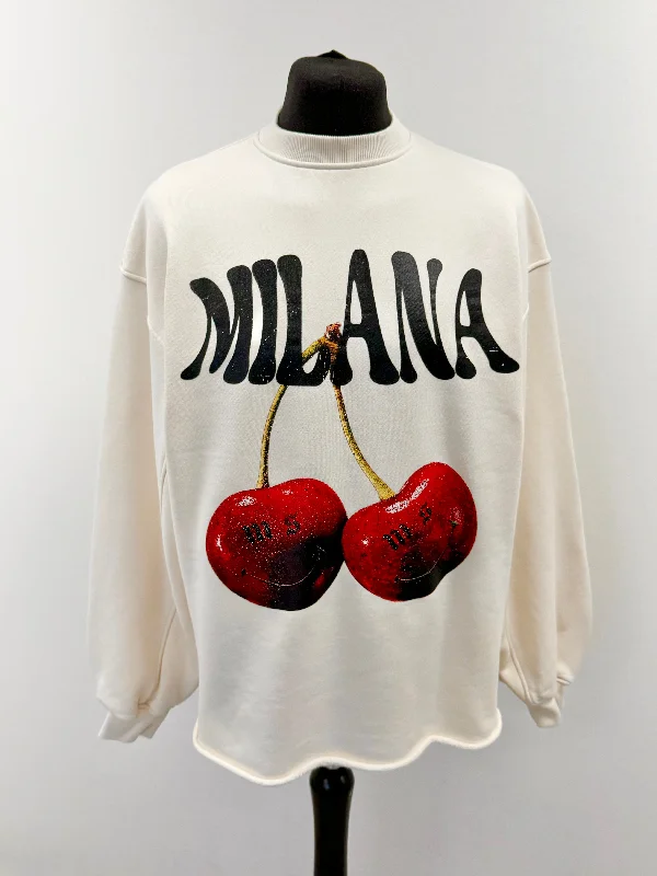 Exclusive Savings Cream Cherry Heavyweight Open Hem Sweatshirt.