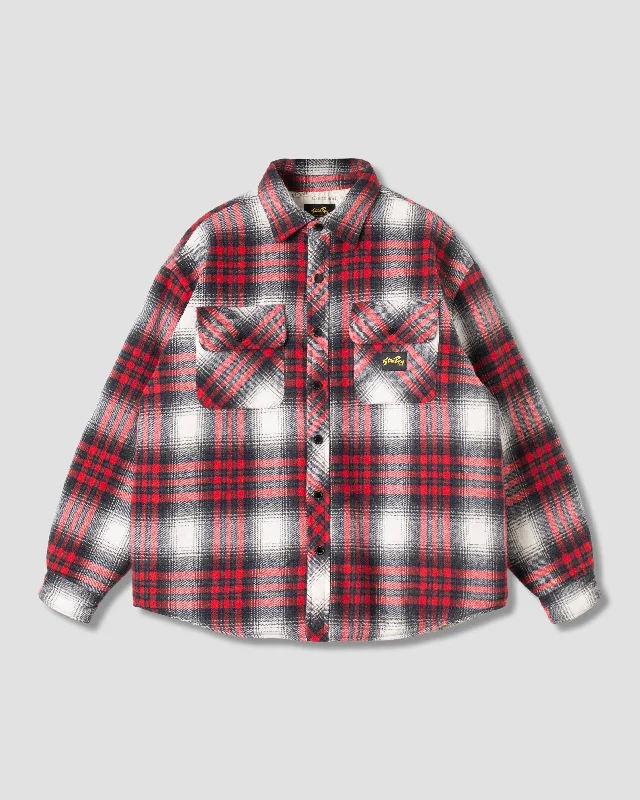 Anniversary Sale Quilted Plaid Overshirt (Red Plaid)