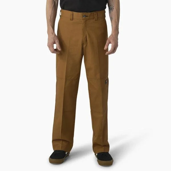 Stock Clearance Dickies Skateboarding Double Knee Pants Regular Fit Brown Duck