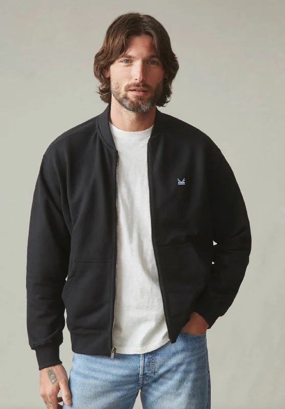 Weekend Discounts to Savor Metal Zip Cotton Fleece Jacket - Black