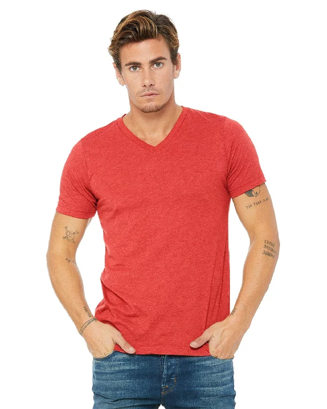 Unbeatable Prices Bella+Canvas Unisex Triblend Short Sleeve V-Neck T-Shirt | Red Triblend