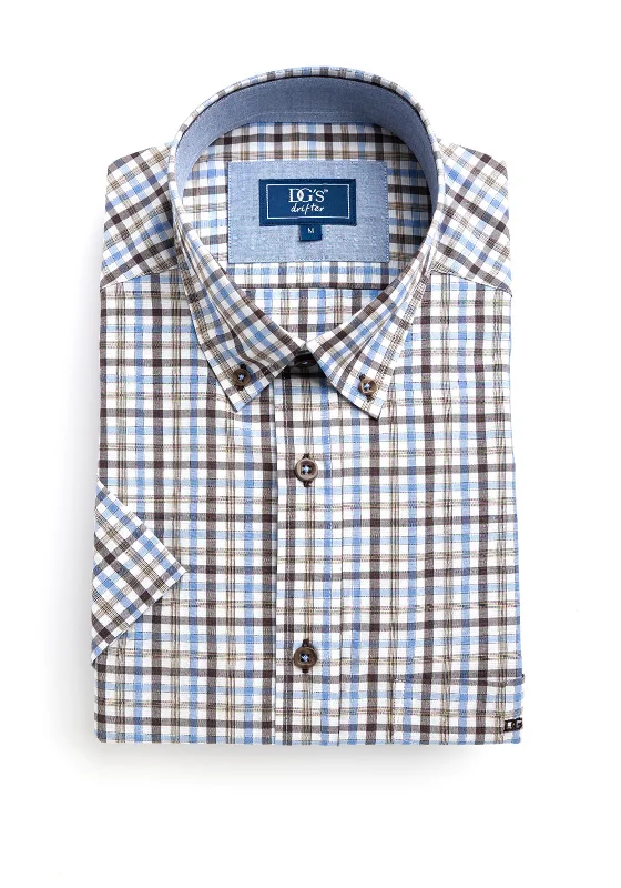 Great Deals Daniel Grahame Ivano Check Short Sleeve Shirt, Mocha Multi