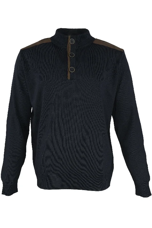 Savings Bonanza Inpore Quarter Button Sweater - Navy