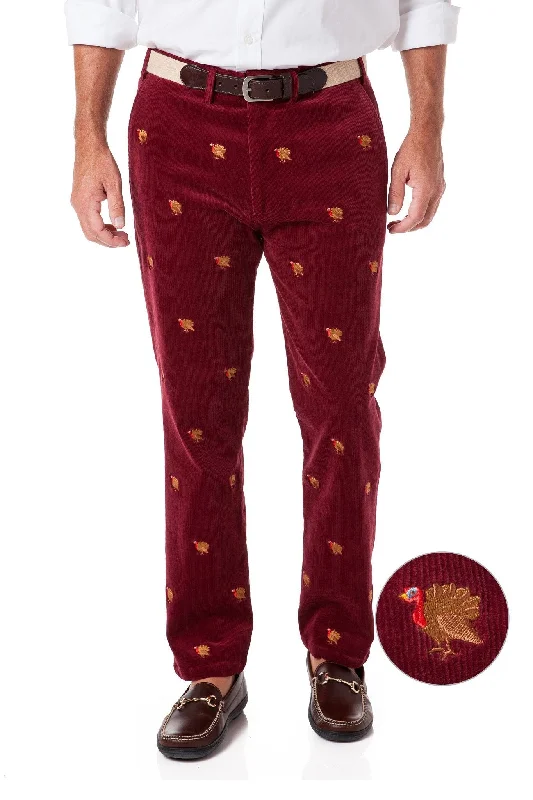 Friends and Family Sale Beachcomber Corduroy Pant Merlot with Turkey