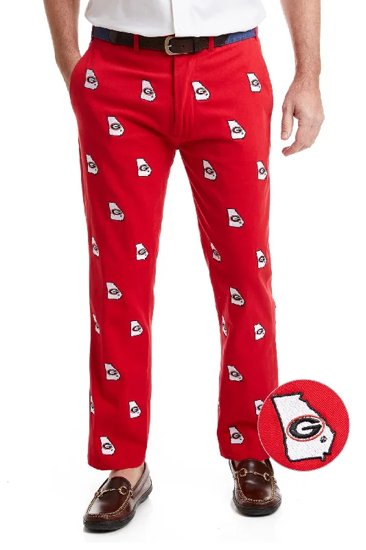 Price Reduction Collegiate Stretch Twill Pant Bulldog Red with UGA