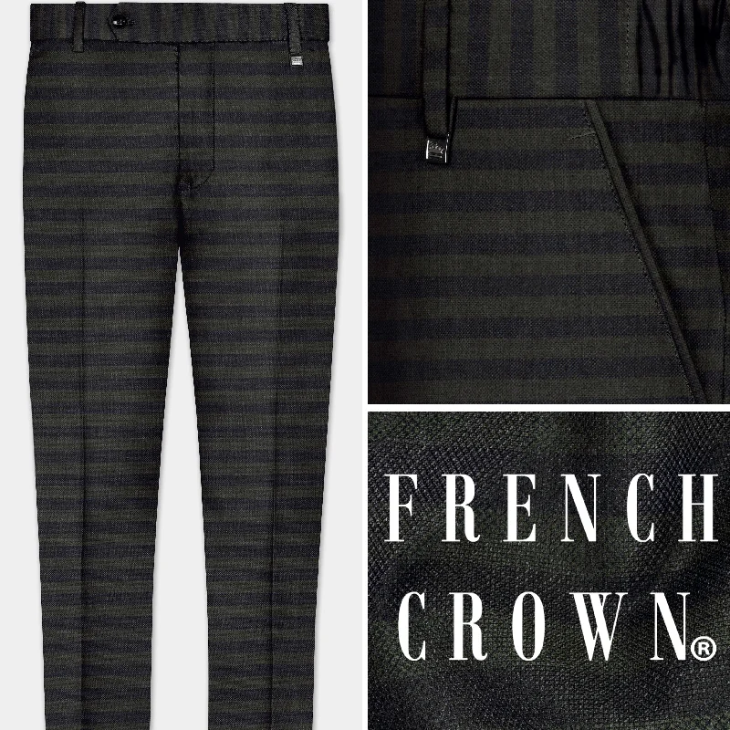 Unbeatable Prices Heavy Green with Black Striped Wool Blend Pant