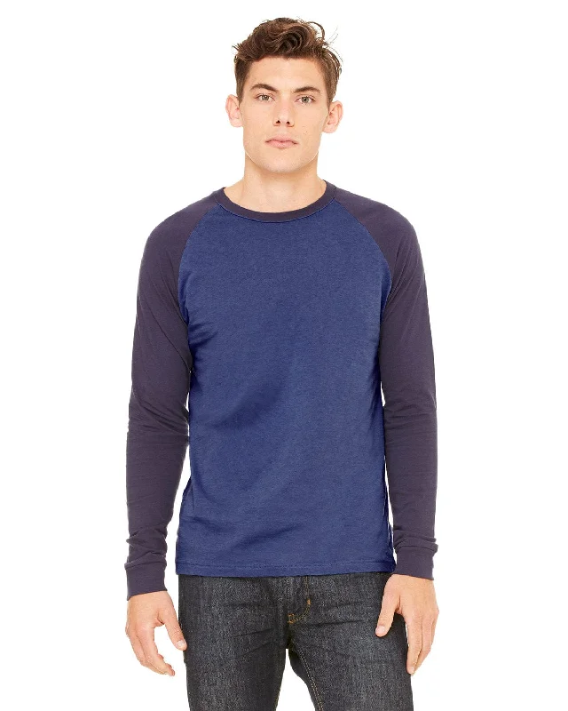 Weekend Offers That Amaze Bella+Canvas Mens Baseball T-Shirt | Hthr Nvy/ Mdnite