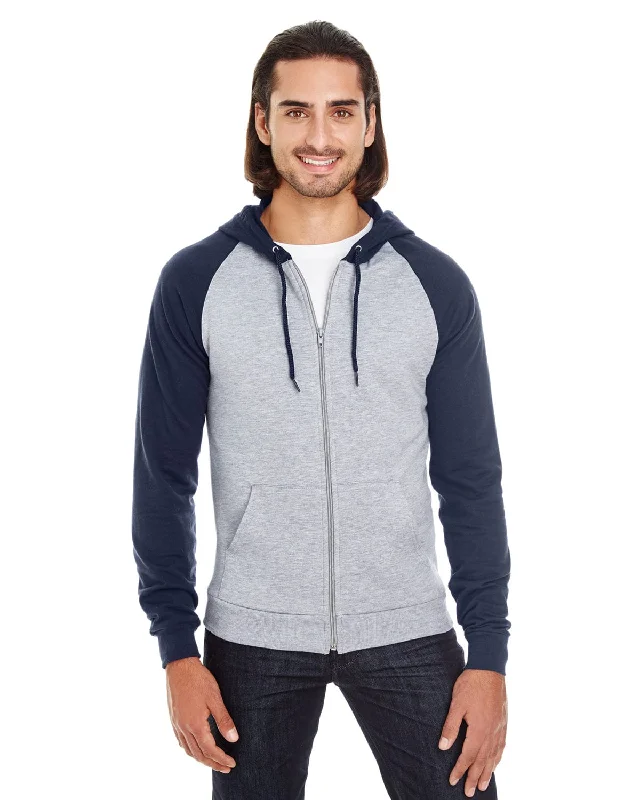 Deal of the Day American Apparel Unisex California Fleece Zip Hoodie | Hthr Grey/ Navy