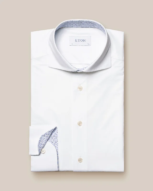 Weekend Savings Galore White 4-Way Stretch Slim Fit Shirt with Contrast - ETON