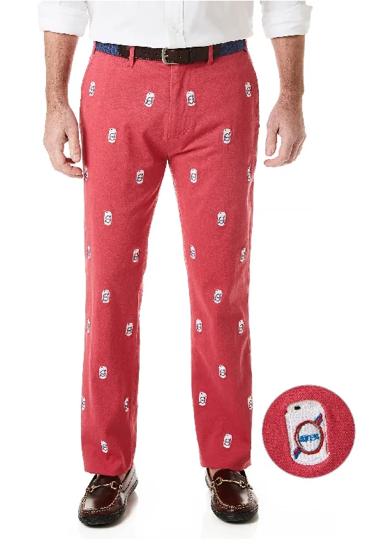 Great Bargains Harbor Pant Stretch Twill Hurricane Red with Beer Cans