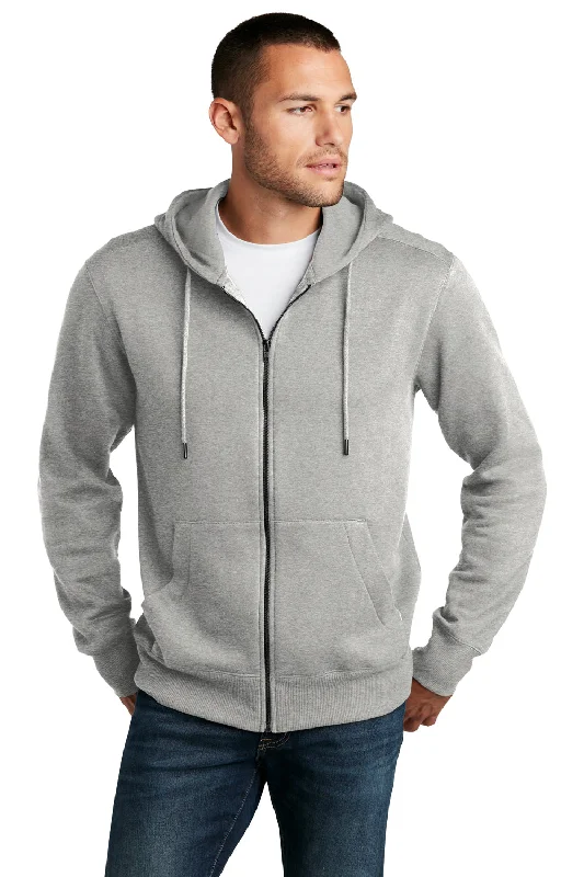 Weekend Savings Sensation District Mens Perfect Weight Fleece Full Zip Hooded Sweatshirt Hoodie w/ Pockets - Heather Steel Grey Weekend Savings Sensation District Mens Perfect Weight Fleece Full Zip Hooded Sweatshirt Hoodie w/ Pockets - Heather Steel Grey