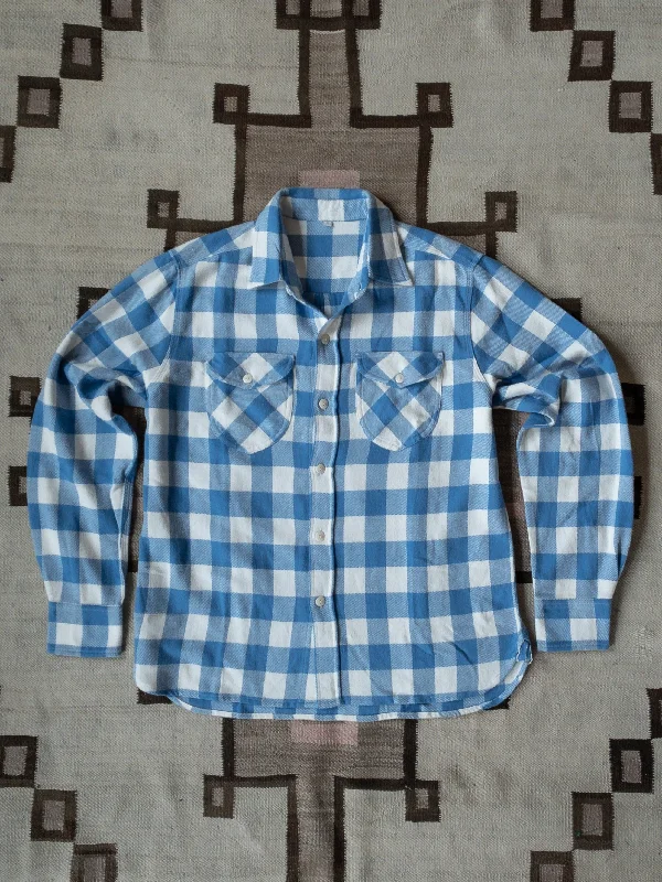 Take Action Washed Flannel Workshirt - Ox Blue/Cream Buffalo Plaid