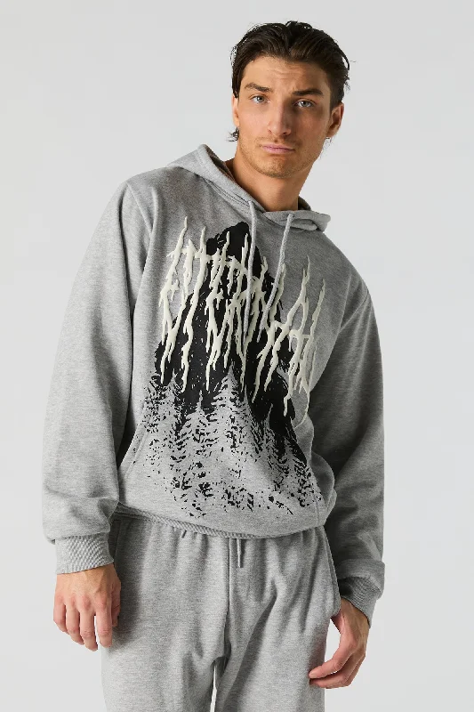 Great Bargain Wolf Puff Print Fleece Hoodie