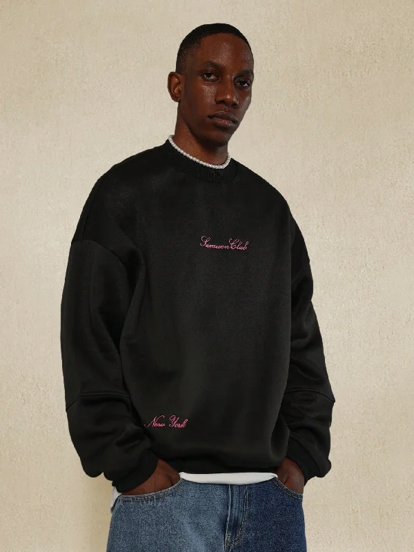 Savings Galore Oversized Side Pocket Sweatshirt With Embroidery