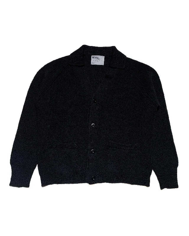 Closeout MHL Collared Cardigan Virgin Wool Ink