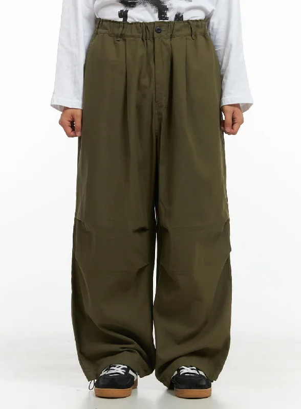Super Sale Men's Solid Pintuck Wide Leg Trousers CO408