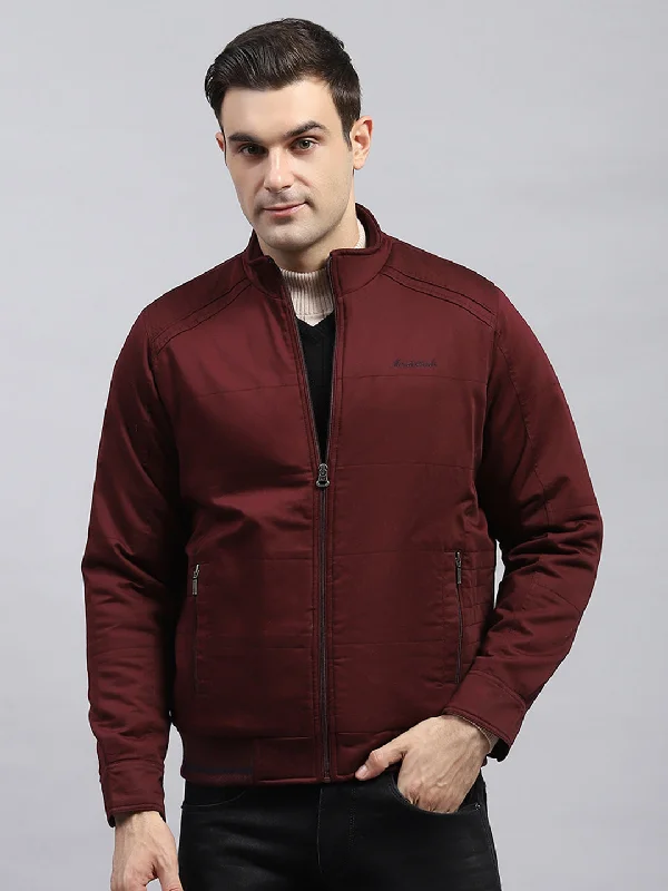 Fantastic Offers Men Maroon Solid Mock Neck Full Sleeve Jacket