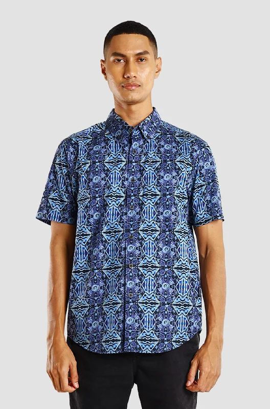 Now or Never Nusantara Slim Fit Tribal Snow in Midnight Blue