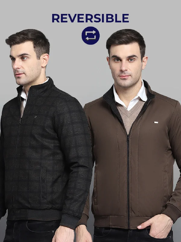 Price Buster Men Black Solid Mock Neck Full Sleeve Jacket